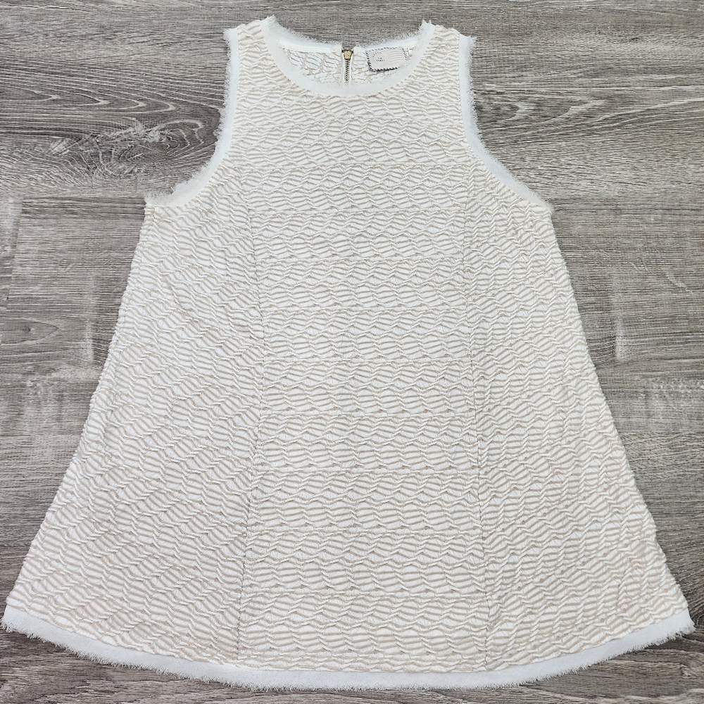 ANTHROPOLOGIE POSTMARK Cream Beige Textured Tank Top Small